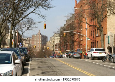 NEW YORK CITY, USA - MARCH 26, 2021: Fort Washington Avenue, Major North-south Street In Washington Heights Neighborhood Of Manhattan