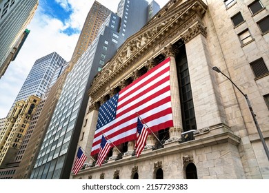 NEW YORK CITY, USA - MARCH 15, 2020:  New York Stock Exchange Building At Wall Street In Manhattan, New York City, USA