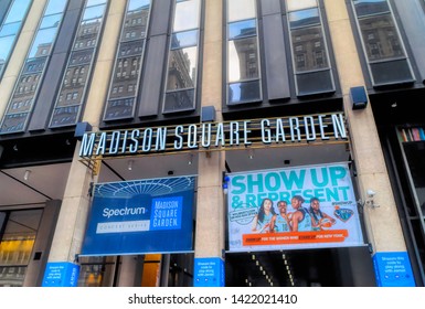 New York City, USA, May 29 2017: Madison Square Garden Sign At The Entrance To The Multi Purpose Indoor Arena In New York City, USA.