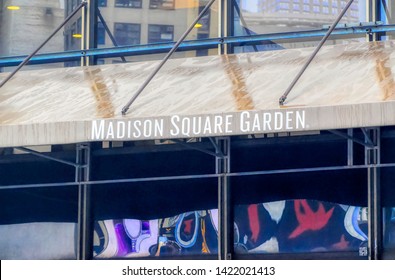 New York City, USA, May 29 2017: Madison Square Garden Sign At The Entrance To The Multi Purpose Indoor Arena In New York City, USA.