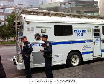 New York City, USA - May 20, 2013: NYPD Police Mobile Command Center In Manhattan, NYC. NYPD Is One Of The Oldest Police Departments In The USA, With Roots In The 17th Century. Mobile Command Center