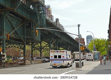 NEW YORK CITY, USA - MAY 11, 2019: Columbia University Emergency Medical Service On Broadway