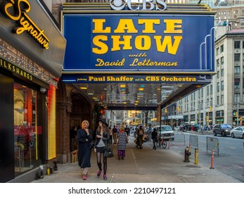 NEW YORK CITY, USA - MAY 2, 2014: Entrance To The Late Show At Ed Sullivan Theater On 1697 Broadway, Manhattan In New York City