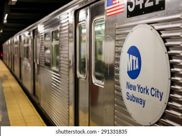 NEW YORK CITY, USA - MAY 21: A Subway Waits In A Substation - The Doors Are Closed, May 21, 2014 In New York City