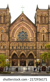 NEW YORK CITY, USA - NOV 19, 2021: Church Of Our Lady Of Guadalupe And St. Bernard (fragment), Roman Catholic Parish Church In Roman Catholic Archdiocese Of New York City