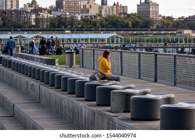 New York City - USA - Oct 18 2019: Pier 15 At The South Street Seaport At Daytime In Autumn