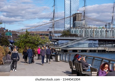 New York City - USA - Oct 18 2019: Pier 15 At The South Street Seaport At Daytime In Autumn