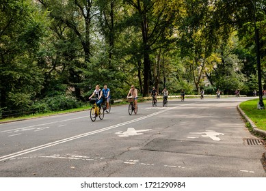 New York City / USA - October 1, 2018: Central Park Pedestrian & Bike Path