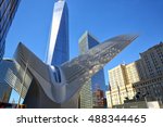 NEW YORK CITY, USA - SEPTEMBER 15, 2016: World Trade Center and Ground Zero site with Train Station in Lower Manhattan 