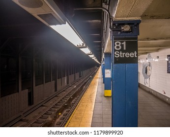 New York City, Usa - September 10, 2018: Subway station of 81 street, the museum of natural history.