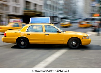 New York city yellow taxi on a busy road