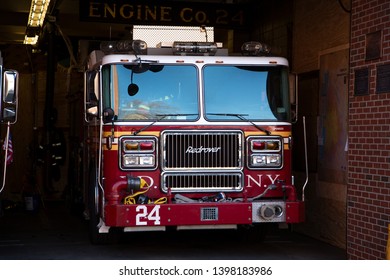 New York City, New York/United States USA - 04 07 2019: FDNY New York City Fire Department fire engine vehicle.