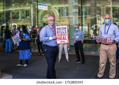 New York City, New York/USA June 9, 2020 Nurses Took A Stand Outside Of Bellevue Hospital Against Racial Injustice. 