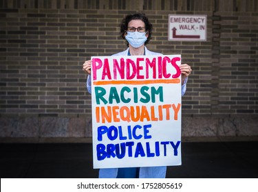 New York City, New York/USA June 9, 2020 Nurses Took A Stand Outside Of Bellevue Hospital Against Racial Injustice. 