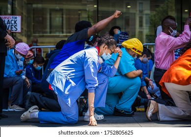 New York City, New York/USA June 9, 2020 Nurses Took A Stand Outside Of Bellevue Hospital Against Racial Injustice. 