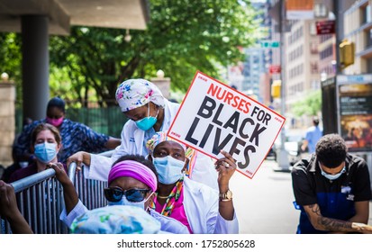 New York City, New York/USA June 9, 2020 Nurses Took A Stand Outside Of Bellevue Hospital Against Racial Injustice. 