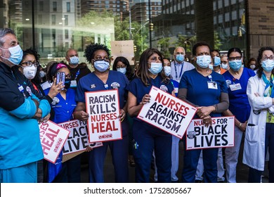 New York City, New York/USA June 9, 2020 Nurses Took A Stand Outside Of Bellevue Hospital Against Racial Injustice. 