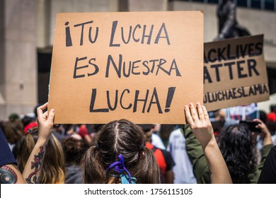 New York City, New York/USA June 14, 2020 The Puerto Rican And Latino Community Joined The Black Lives Matter Protest Demanding Justice For Victims Of Police Brutality. 