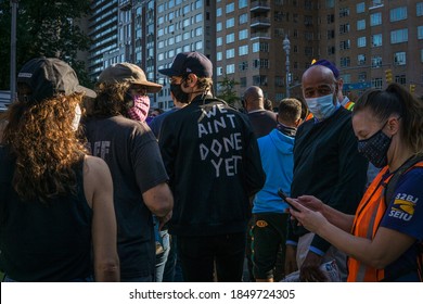 New York City, New York/USA November 7, 2020. Thousands Celebrate Joe Biden Defeating Donald Trump In The Presidential Election  And Kamala Harris The First Woman Vice President Of The United States. 