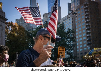 New York City, New York/USA November 7, 2020. Thousands Celebrate Joe Biden Defeating Donald Trump In The Presidential Election  And Kamala Harris The First Woman Vice President Of The United States. 