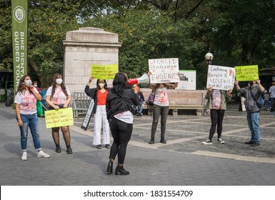 New York City, New York/USA October 11, 2020 Af3irm Held A Demonstration Today, They Are A National Organization Of Women Fighting Anti Imperialism And Anti Oppression In All Its Forms. 