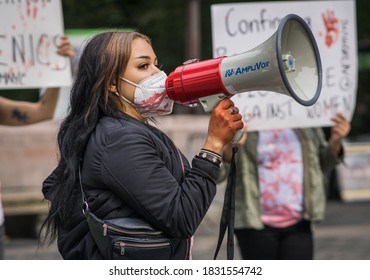 New York City, New York/USA October 11, 2020 Af3irm Held A Demonstration Today, They Are A National Organization Of Women Fighting Anti Imperialism And Anti Oppression In All Its Forms. 