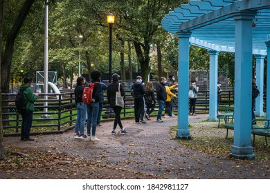 New York City, New York/USA October 28, 2020 Early Voting On Manhattan's Upper Westside West Side High School. 