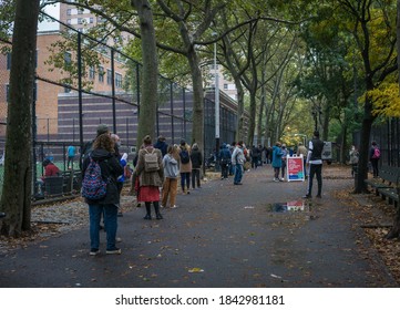 New York City, New York/USA October 28, 2020 Early Voting On Manhattan's Upper Westside West Side High School. 