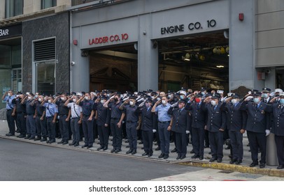 New York City, New York/USA September 11, 2020 Family And Friends Attend The 9/11 Memorial In NYC And Honor The Firefighters And First Responders We Lost In The Terror Attacks On NYC.