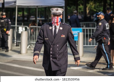 New York City, New York/USA September 11, 2020 Family And Friends Attend The 9/11 Memorial In NYC And Honor The Firefighters And First Responders We Lost In The Terror Attacks On NYC.