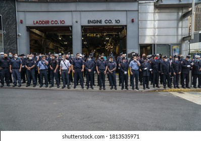 New York City, New York/USA September 11, 2020 Family And Friends Attend The 9/11 Memorial In NYC And Honor The Firefighters And First Responders We Lost In The Terror Attacks On NYC.