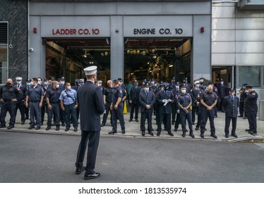 New York City, New York/USA September 11, 2020 Family And Friends Attend The 9/11 Memorial In NYC And Honor The Firefighters And First Responders We Lost In The Terror Attacks On NYC.