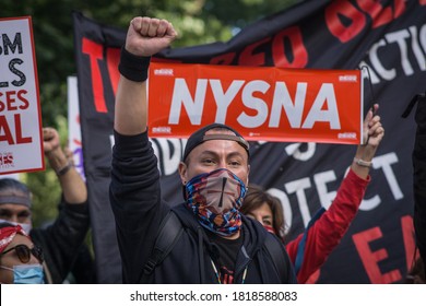 New York City, New York/USA September 20, 2020 Various Activists Groups Marched Demanding Climate And Racial Justice. 