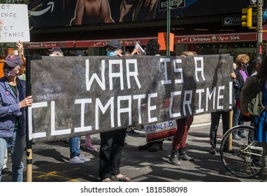 New York City, New York/USA September 20, 2020 Various Activists Groups Marched Demanding Climate And Racial Justice. 