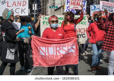 New York City, New York/USA September 20, 2020 Various Activists Groups Marched Demanding Climate And Racial Justice. 