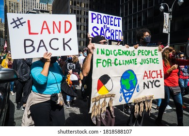 New York City, New York/USA September 20, 2020 Various Activists Groups Marched Demanding Climate And Racial Justice. 