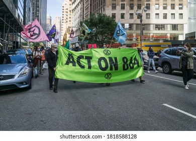 New York City, New York/USA September 20, 2020 Various Activists Groups Marched Demanding Climate And Racial Justice. 