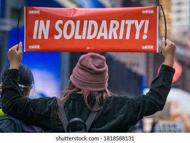 New York City, New York/USA September 20, 2020 Various Activists Groups Marched Demanding Climate And Racial Justice. 