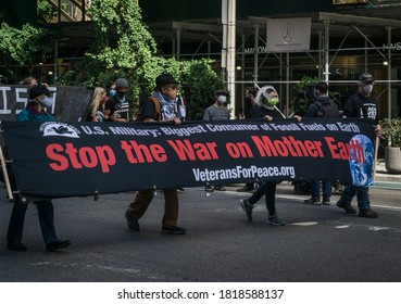 New York City, New York/USA September 20, 2020 Various Activists Groups Marched Demanding Climate And Racial Justice. 