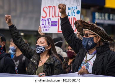 New York City, New York/USA September 20, 2020 Various Activists Groups Marched Demanding Climate And Racial Justice. 