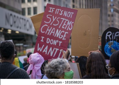 New York City, New York/USA September 20, 2020 Various Activists Groups Marched Demanding Climate And Racial Justice. 