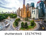 New York cityscape at Columbus Circle in Manhattan.