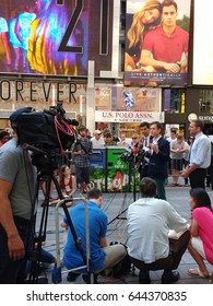 New York City/USA May 19 2017: Ydanis Rodríguez, Brad Hoylman, And Paul Steely White Hold A Press Conference In Times Square A Day After The Deadly Attack On Times Square By Motorist Richard Rojas.