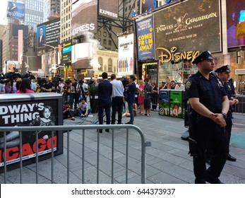 New York City/USA May 19 2017: Ydanis Rodríguez, Brad Hoylman, And Paul Steely White Hold A Press Conference In Times Square A Day After The Deadly Attack On Times Square By Motorist Richard Rojas.