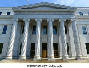 New York Court of Appeals Building was built with Greek Revival style in 1842 in downtown Albany, New York State NY, USA. - Shutterstock ID 398575789