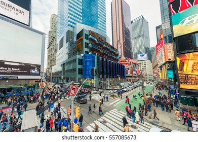 NEW YORK, NEW YORK - DECEMBER 27, 2013: New York Times Square With Tourist After The Christmas