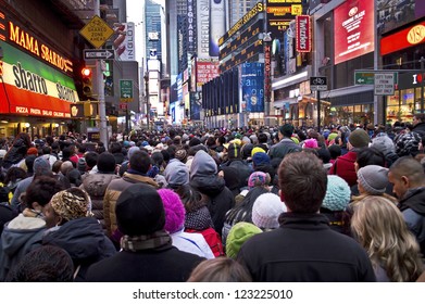 NEW YORK - DECEMBER 31: Crowds Gather In Times Square On New Years Eve, December 31, 2012 In New York City.