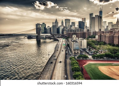 New York. FDR Drive At Sunset.