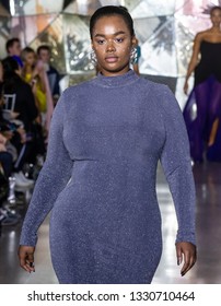 New York, New York - February 09, 2019: Precious Lee Walks The Runway At Christian Siriano Fall Winter 2019 Fashion Show