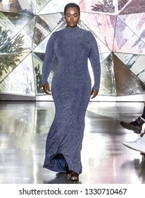 New York, New York - February 09, 2019: Precious Lee Walks The Runway At Christian Siriano Fall Winter 2019 Fashion Show